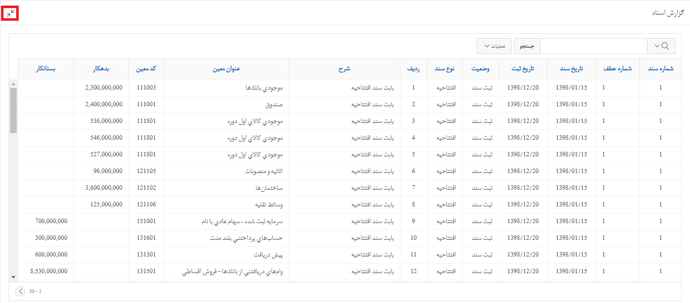 گزارش اسناد حسابداری در سطوح کل، معن و تفصیلی